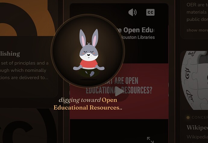 cartoon rabbit with text digging toward Open Educational Resources