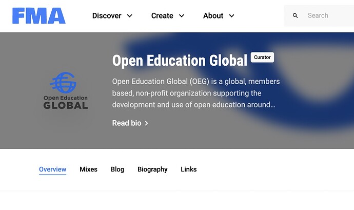 FMA site showing the header page for Open Education Global