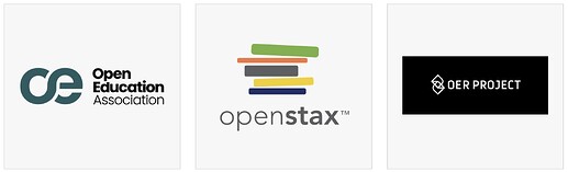 Logos for the Ooen Education Association, openstax, and the OER Project