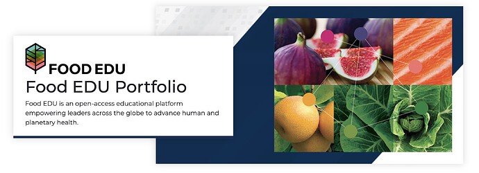 Food EDU Portfolio welcome with colorful iimages of fresh food.