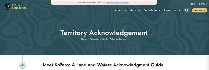 Native Land page for Territory Acknowledgement and title Meet Kōrero: A Land and Waters Acknowledgment Guide