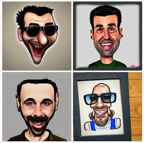 Four caricatures that look nothing even close to me, generated by something