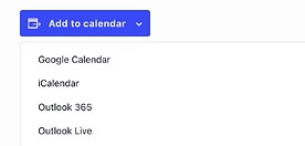 Add to Calendar menu with options for Google, iCalendar, Outlook