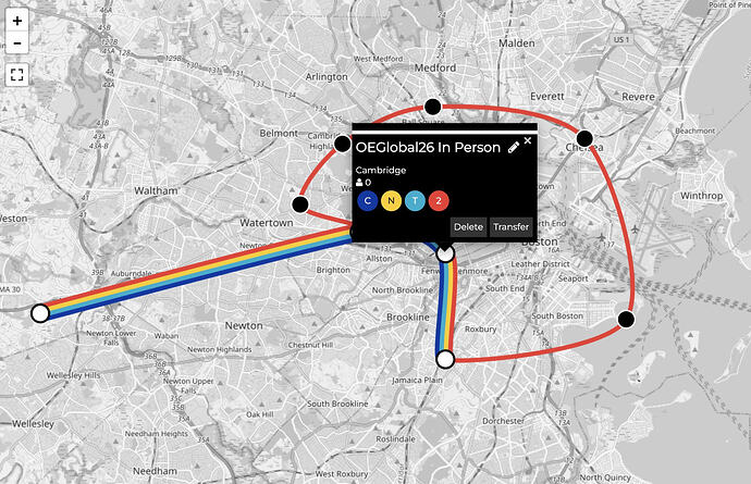 OEGlobal 2026 online spaces plotted as a transit map
