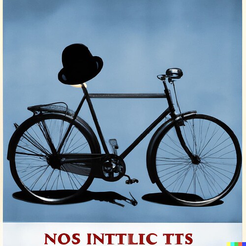 DALL·E 2023-02-24 13.22.41 - Vintage poster in style of  René Magritte labeled This is not a bicycle with an image of a bicycle