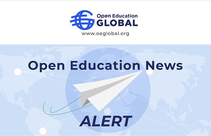 Open education News Alert with an icon of a paper airplane delivering this news to you