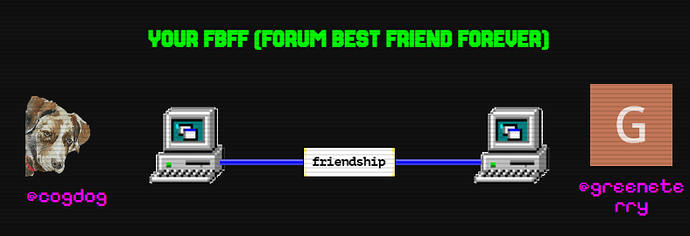 a screenshot from Terry Greene's OEG connect rewing summary showing he is FBFFs (forum best friend forever) with cogdog