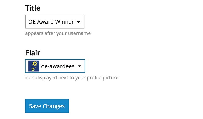 Title and Flair settings in a profile