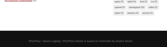 At the bottom of every SPLOTbox site is the phrase -- SPLOTbox theme is based on Garfunkel by Anders Norén.