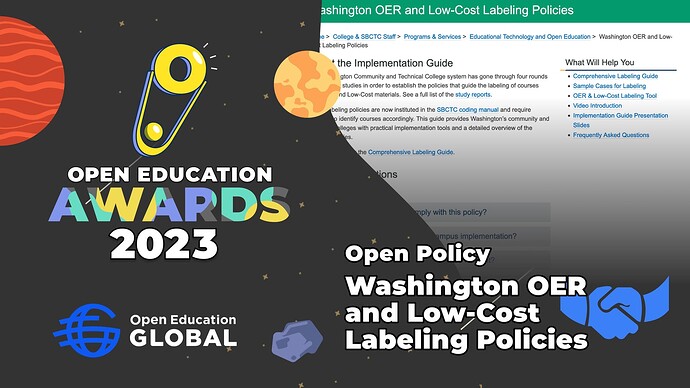 Open Policy Award: Washington OER and Low-Cost Labeling Policies