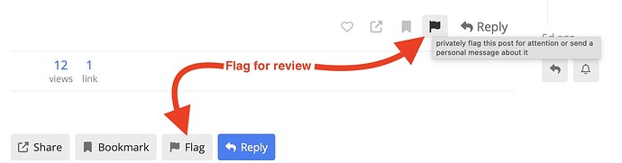 Location of the flag buttons for reporting inappropriate behavior