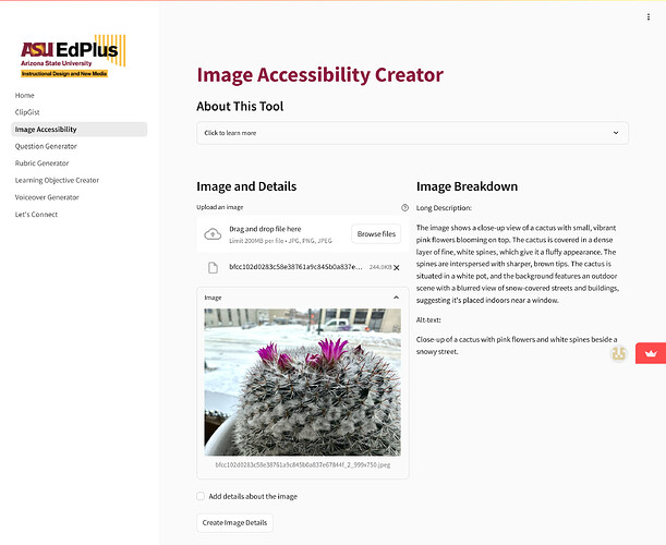 Screenshot of Image Accessibility Generator