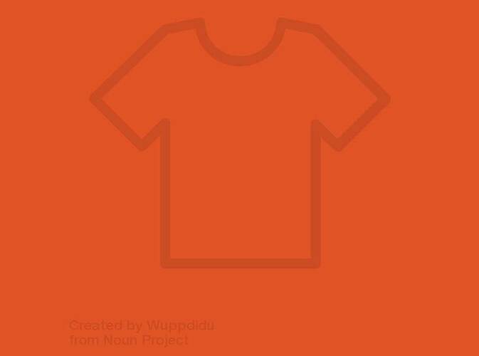 Icon of a t-shirt on an solid orange background