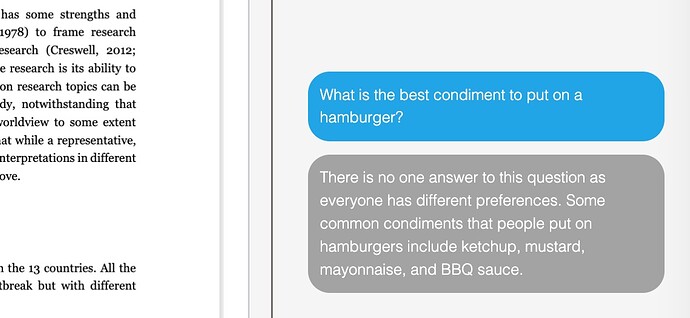 Response to question -- What is the best condiment to put on a hamburger?