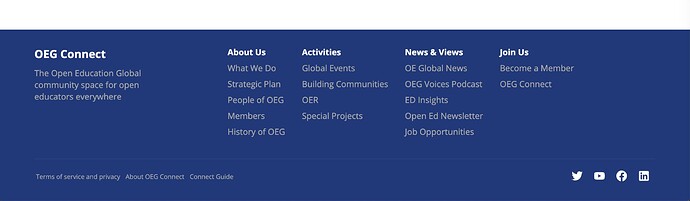 OEG Connect Footer with links to other sites