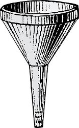 pen and ink style drawing of a funnel with narrow exit pointing down