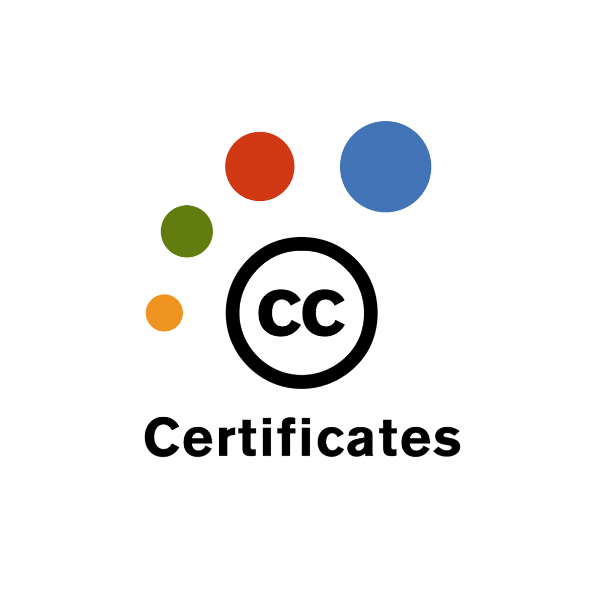 CC Certificates logo under colored dots