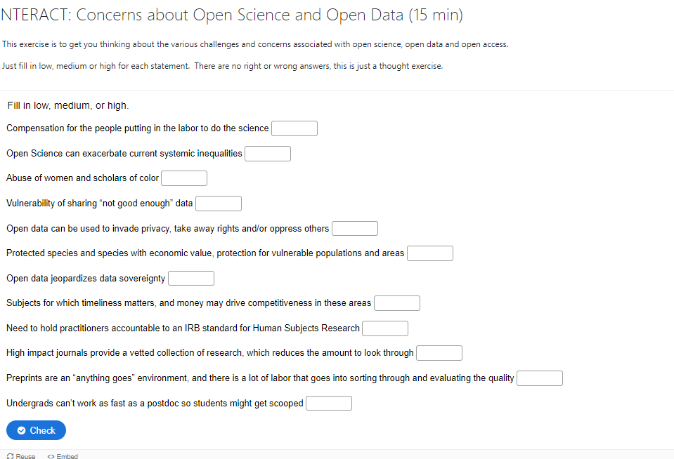 H5P concerns about open science