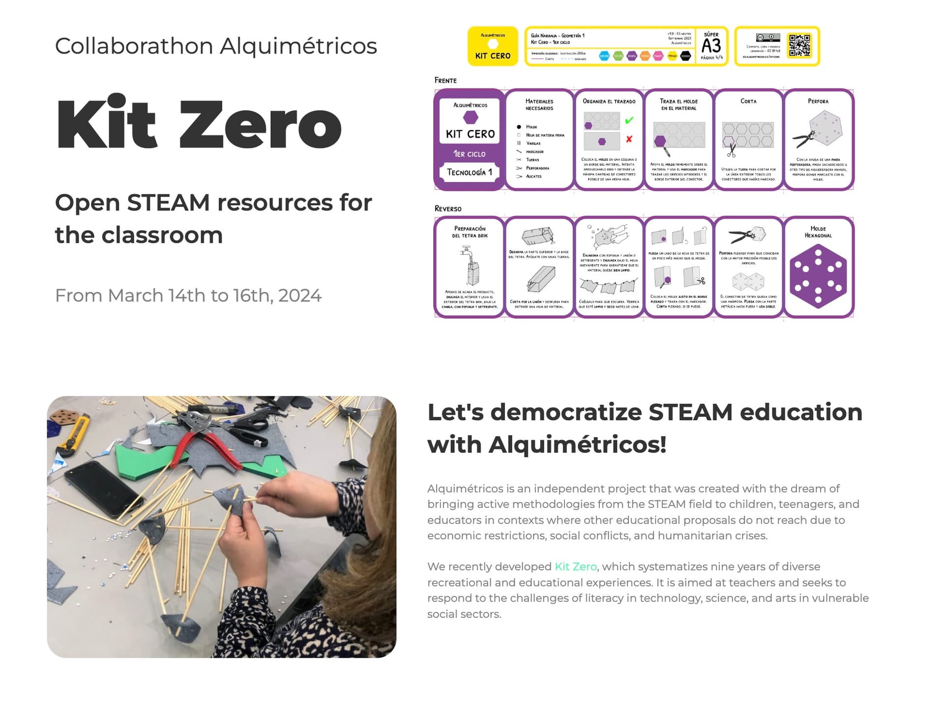 Collaborathon Alquimétricos -- Kit Zero... Let's democratize STEAM education