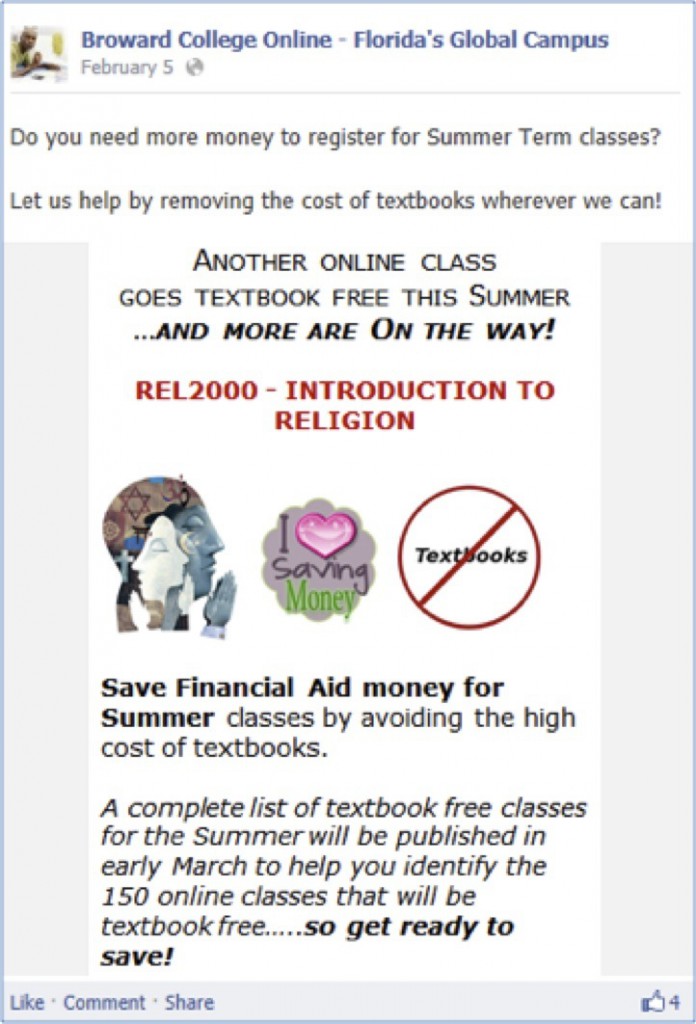 Save Money with textbook free classes